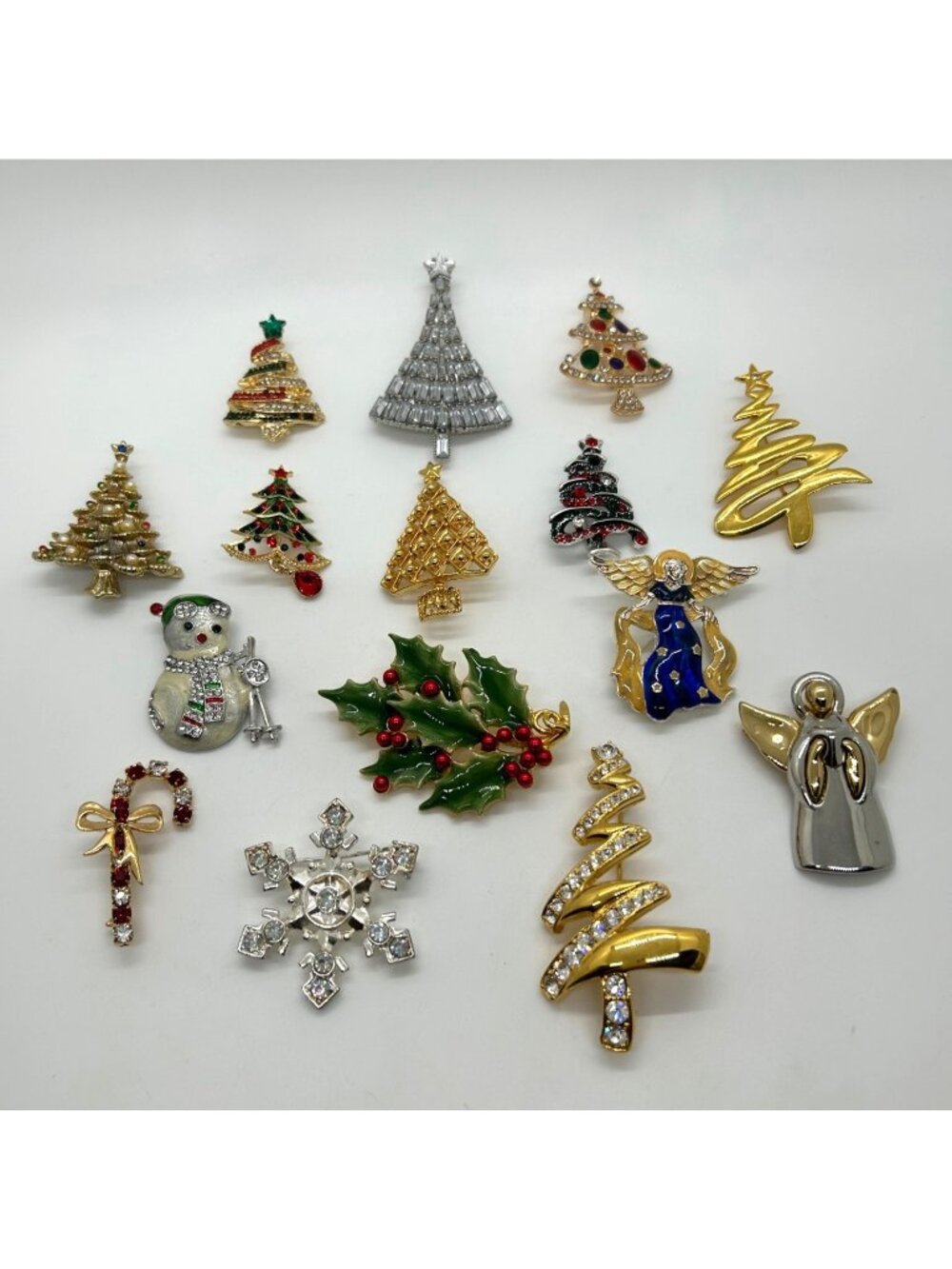 Christmas Brooch Lot Tree Pin Radko Eisenberg Monet Claiborne Vintage & Modern
